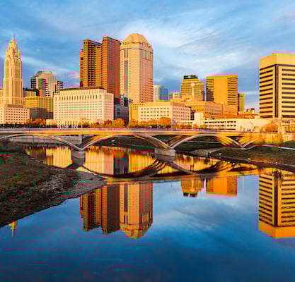 A photo of Columbus, Ohio, which is home to world-class medical institutions like Nationwide Children's Hospital and The James Cancer Hospital and Solove Research Institute
