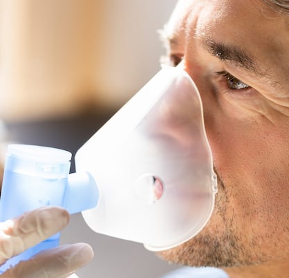 A photo showing a patient taking part in a clinical trial for COPD designed to provide access to more treatment options